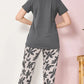 Gray Printed Half Sleeves Round Neck