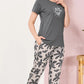 Gray Printed Half Sleeves Round Neck
