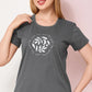 Gray Printed Half Sleeves Round Neck