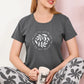 Gray Printed Half Sleeves Round Neck