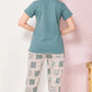 Petrol Printed Half Sleeves Round Neck