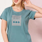 Petrol Printed Half Sleeves Round Neck