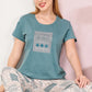 Petrol Printed Half Sleeves Round Neck