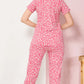 Pink Printed Half Sleeves Round Neck