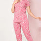 Pink Printed Half Sleeves Round Neck