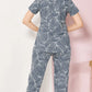 Gray Printed Half Sleeves Round Neck