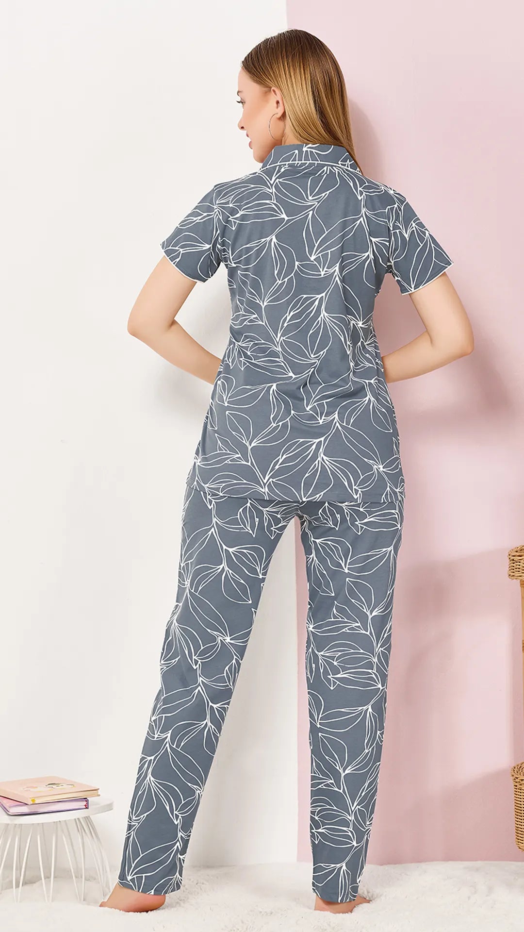 Gray Printed Half Sleeves Round Neck