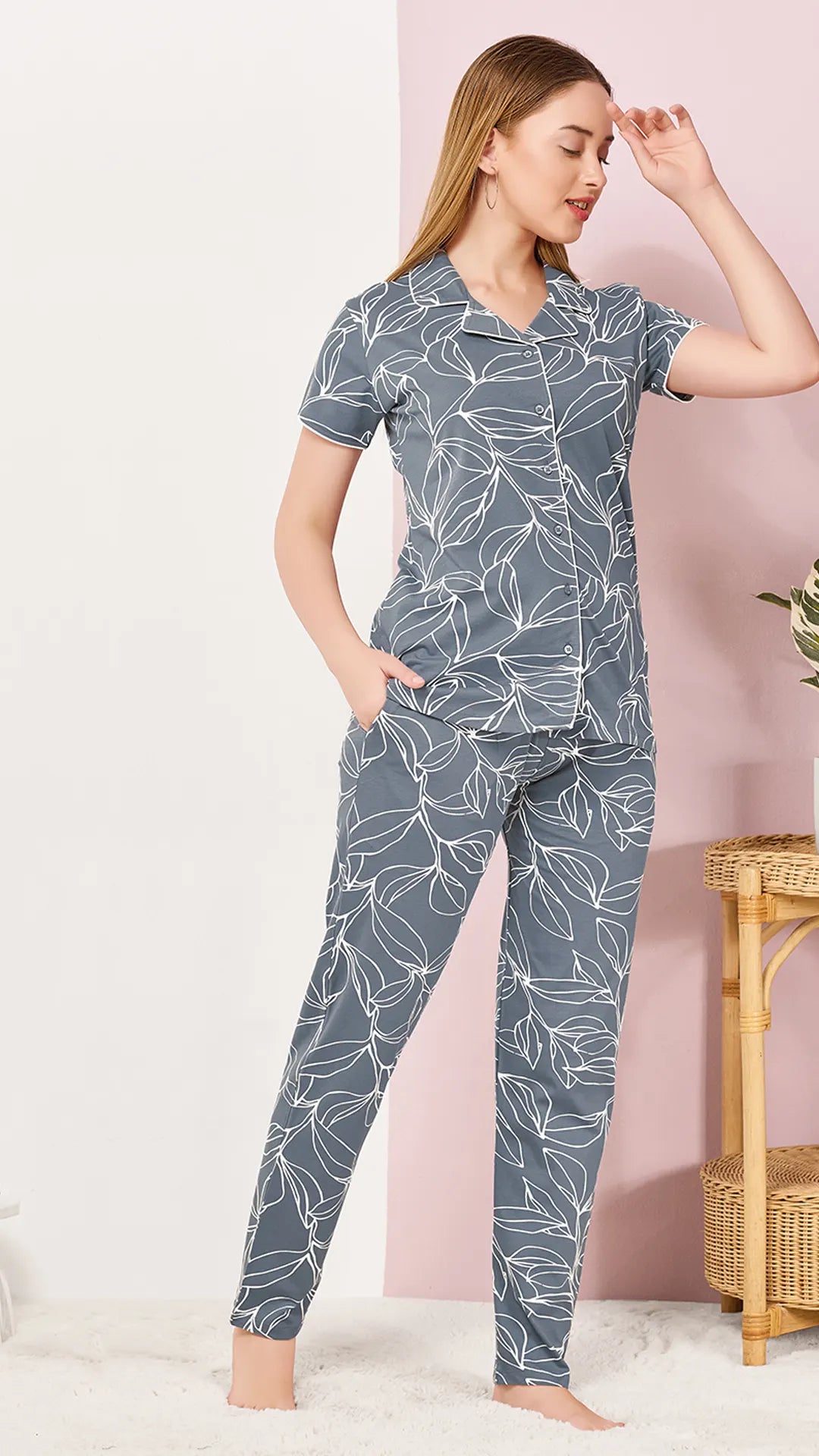 Gray Printed Half Sleeves Round Neck