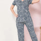 Gray Printed Half Sleeves Round Neck