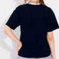 Navy Printed Half Sleeves Round Neck