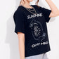 Navy Printed Half Sleeves Round Neck