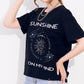 Navy Printed Half Sleeves Round Neck