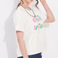 White Printed Half Sleeves Round Neck
