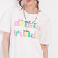 White Printed Half Sleeves Round Neck