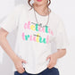 White Printed Half Sleeves Round Neck