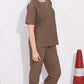 Brown Printed Half Sleeves Round Neck