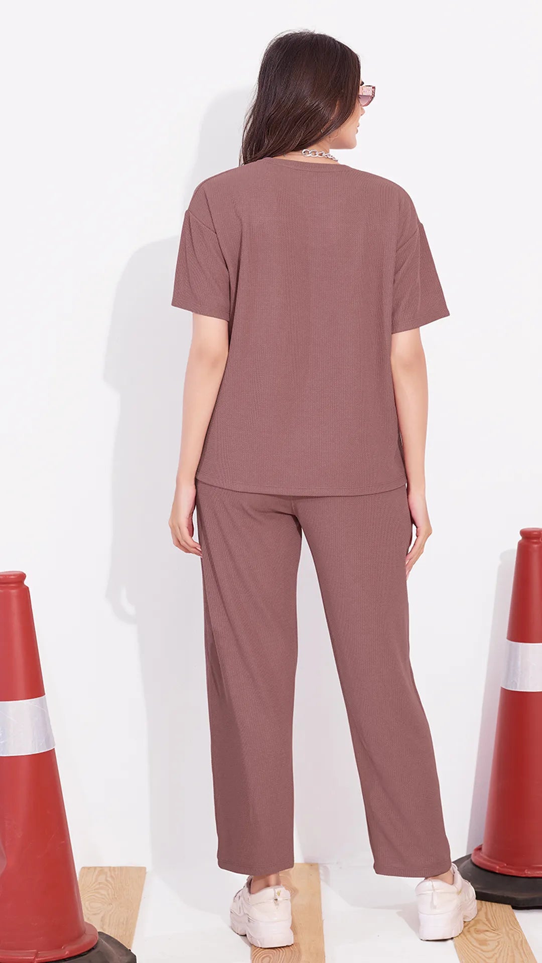 Rust Printed Half Sleeves Round Neck
