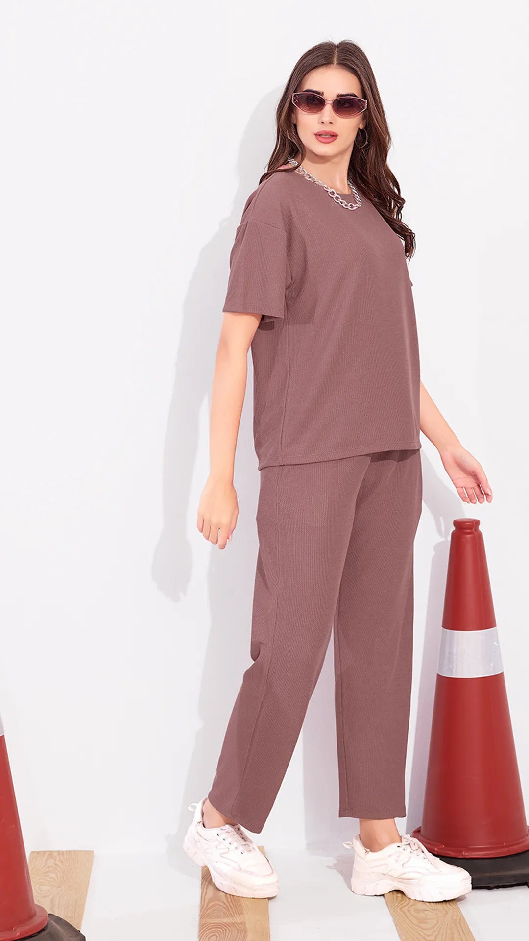 Rust Printed Half Sleeves Round Neck