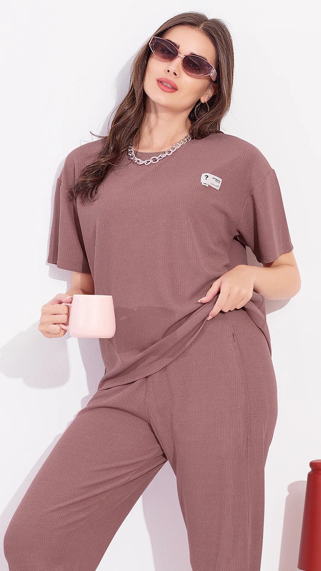 Rust Printed Half Sleeves Round Neck