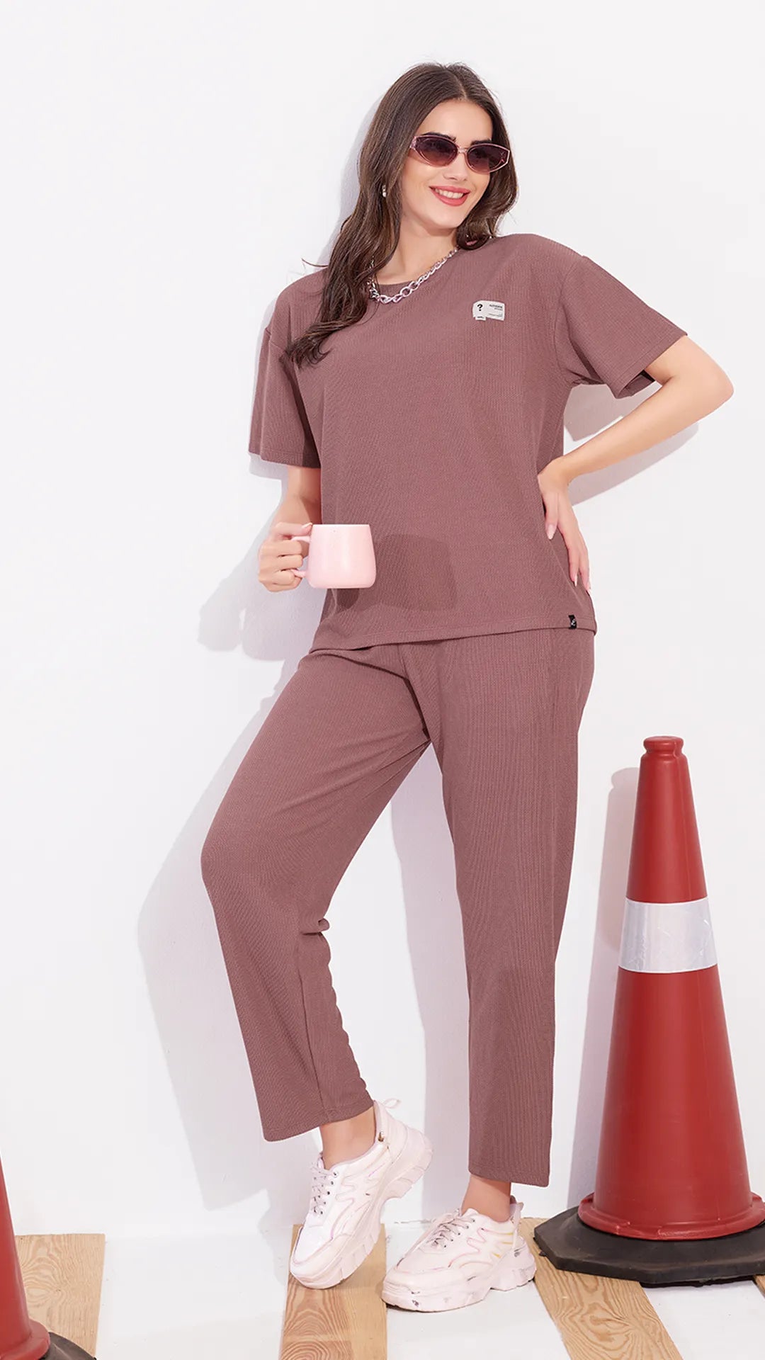 Rust Printed Half Sleeves Round Neck