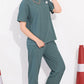 Green Printed Half Sleeves Round Neck