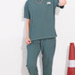 Green Printed Half Sleeves Round Neck
