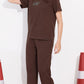 Brown Printed Half Sleeves Round Neck