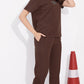 Brown Printed Half Sleeves Round Neck