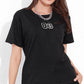Black Printed Half Sleeves Round Neck