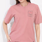 Peach Printed Half Sleeves Round Neck