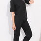 Black Printed Half Sleeves Round Neck