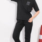 Black Printed Half Sleeves Round Neck