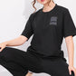 Black Printed Half Sleeves Round Neck
