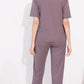 Mauve Printed Half Sleeves Round Neck