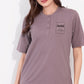 Mauve Printed Half Sleeves Round Neck