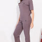 Mauve Printed Half Sleeves Round Neck