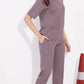 Mauve Printed Half Sleeves Round Neck