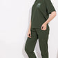 Olive Printed Half Sleeves Round Neck