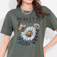 Olive Printed Half Sleeves Round Neck