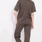 Brown Printed Half Sleeves Round Neck