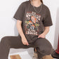 Brown Printed Half Sleeves Round Neck
