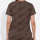 Brown Printed Half Sleeves Round Neck