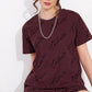 Maroon Printed Half Sleeves Round Neck