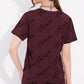 Maroon Printed Half Sleeves Round Neck