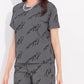 Gray Printed Half Sleeves Round Neck
