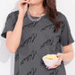 Gray Printed Half Sleeves Round Neck