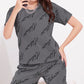 Gray Printed Half Sleeves Round Neck