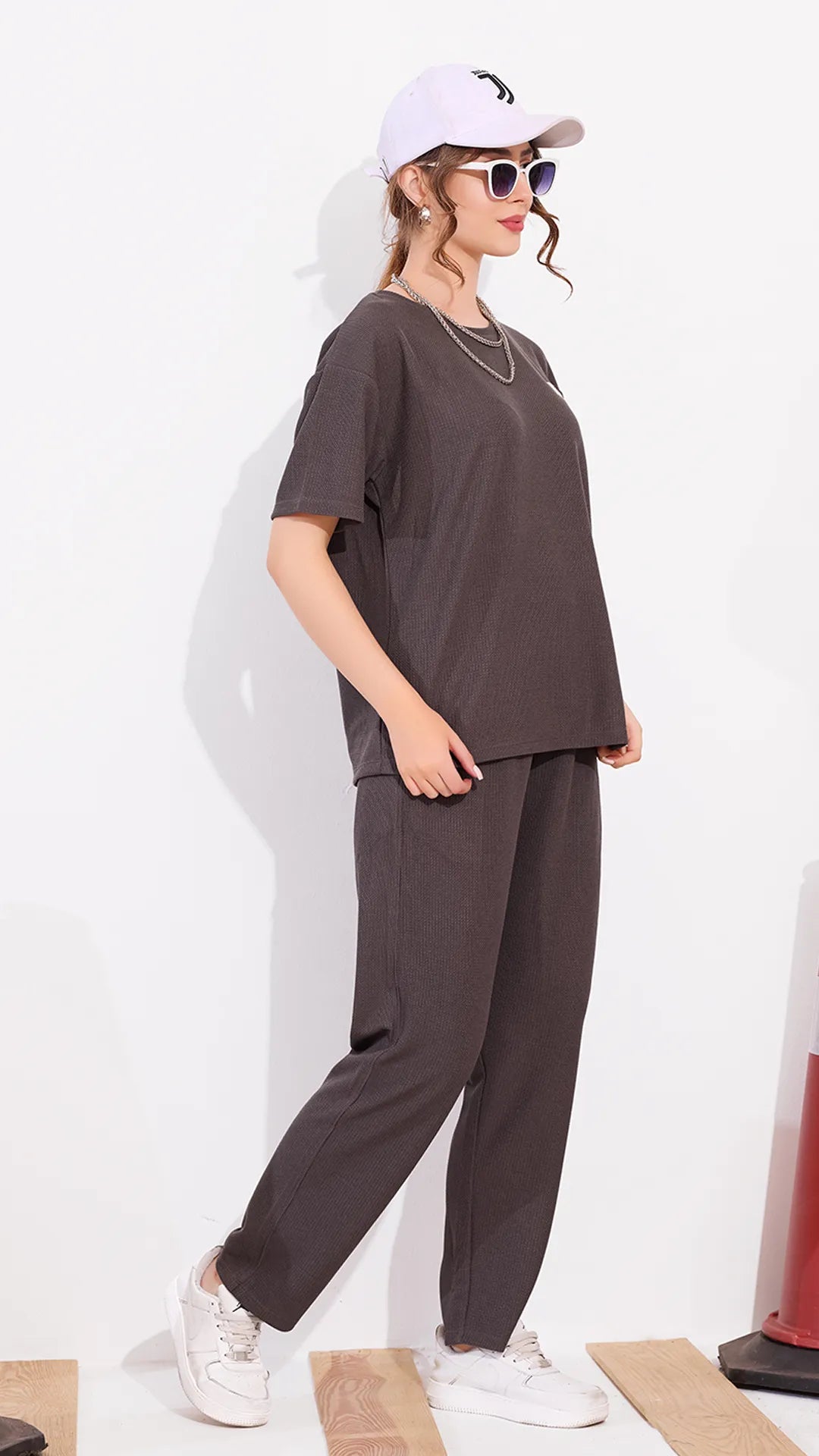 Mauve Printed Half Sleeves Round Neck