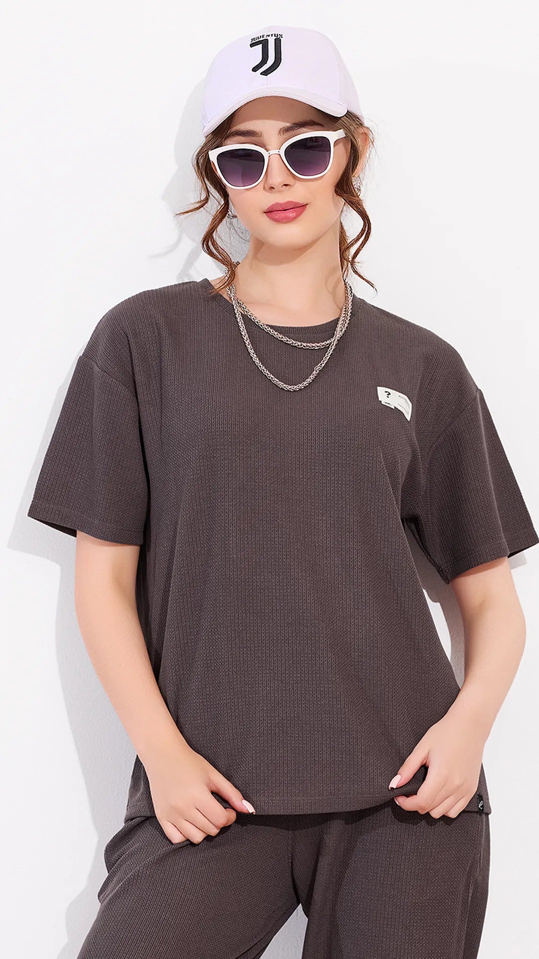 Mauve Printed Half Sleeves Round Neck