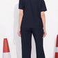 Navy Printed Half Sleeves Round Neck